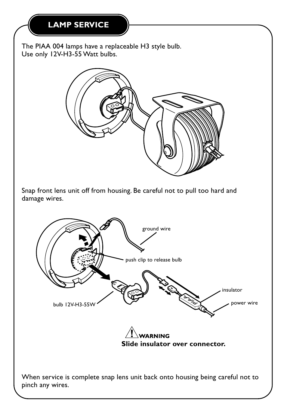 Lamp service | PIAA 004 Series User Manual | Page 7 / 8