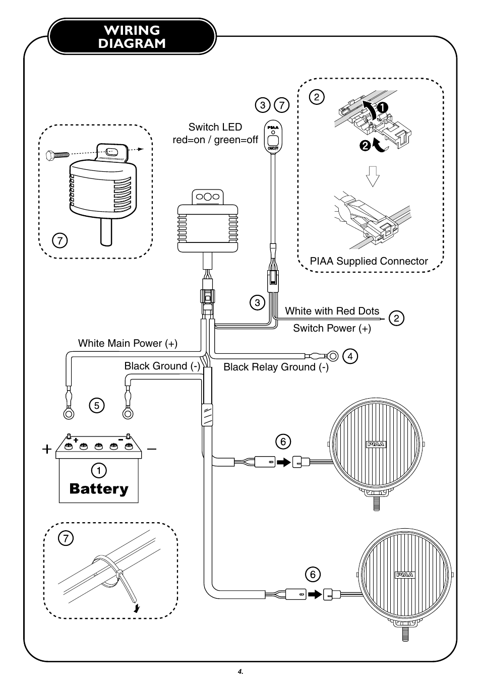 Wiring diagram | PIAA 520 Series User Manual | Page 5 / 8