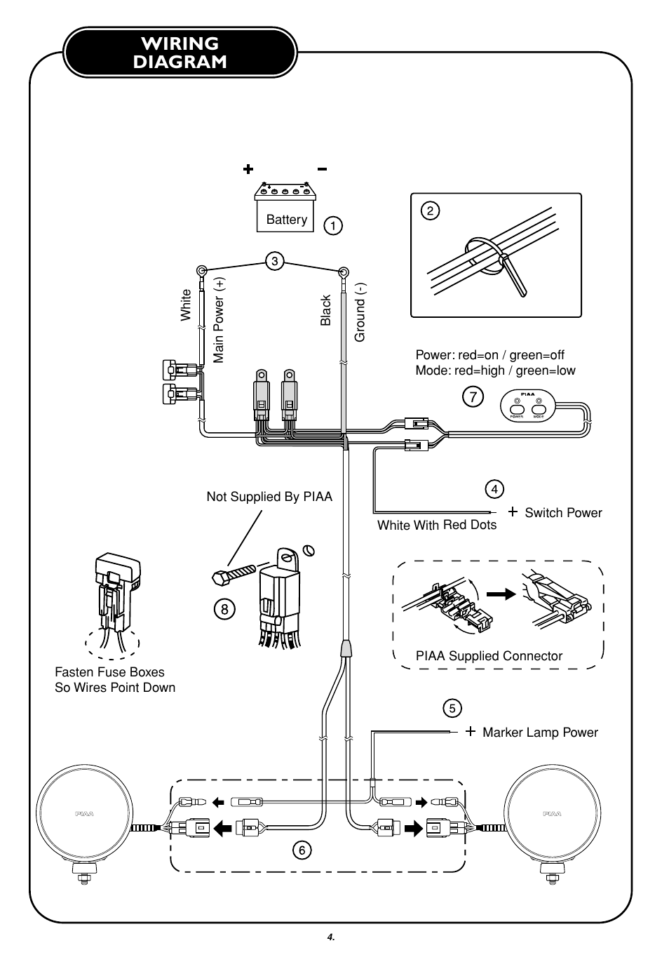 Wiring diagram | PIAA 525 Series User Manual | Page 5 / 8