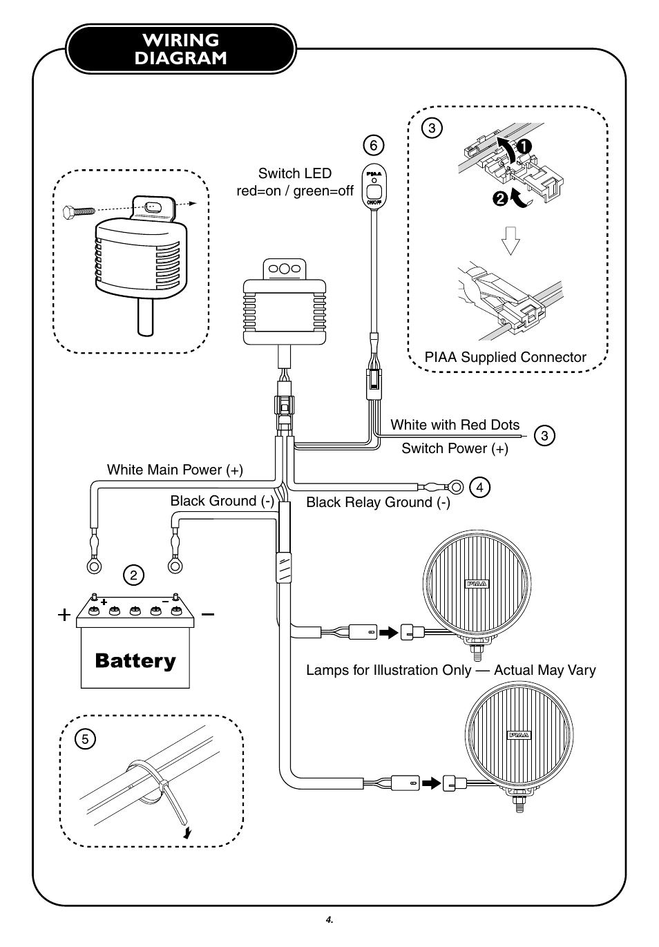 Wiring diagram | PIAA 580 Series User Manual | Page 5 / 8