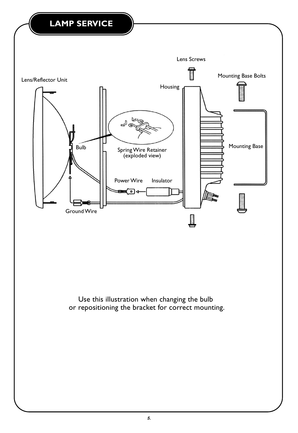 Lamp service | PIAA 1500 Back-Up User Manual | Page 6 / 8