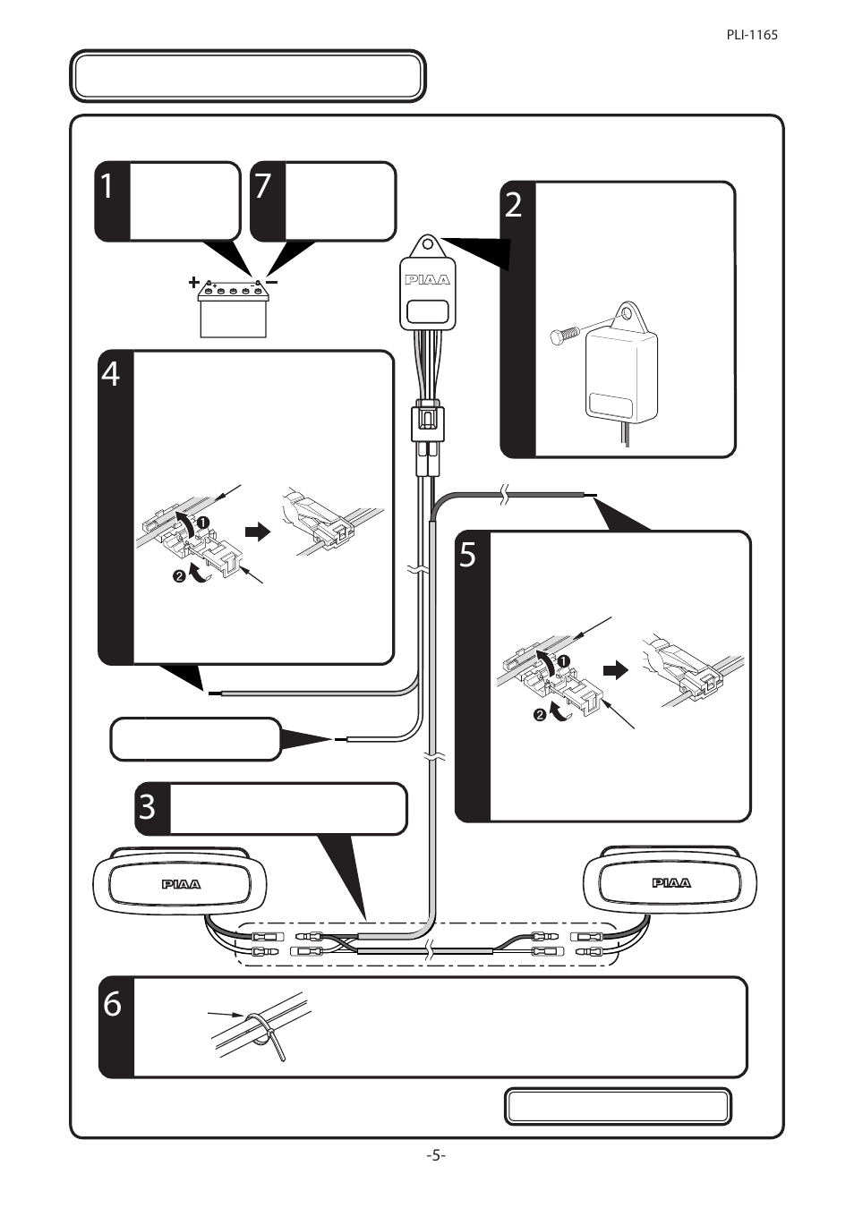 2】wiring order for led oﬀ, Not connected | PIAA Deno 6 Daytime Running Lamp User Manual | Page 5 / 8