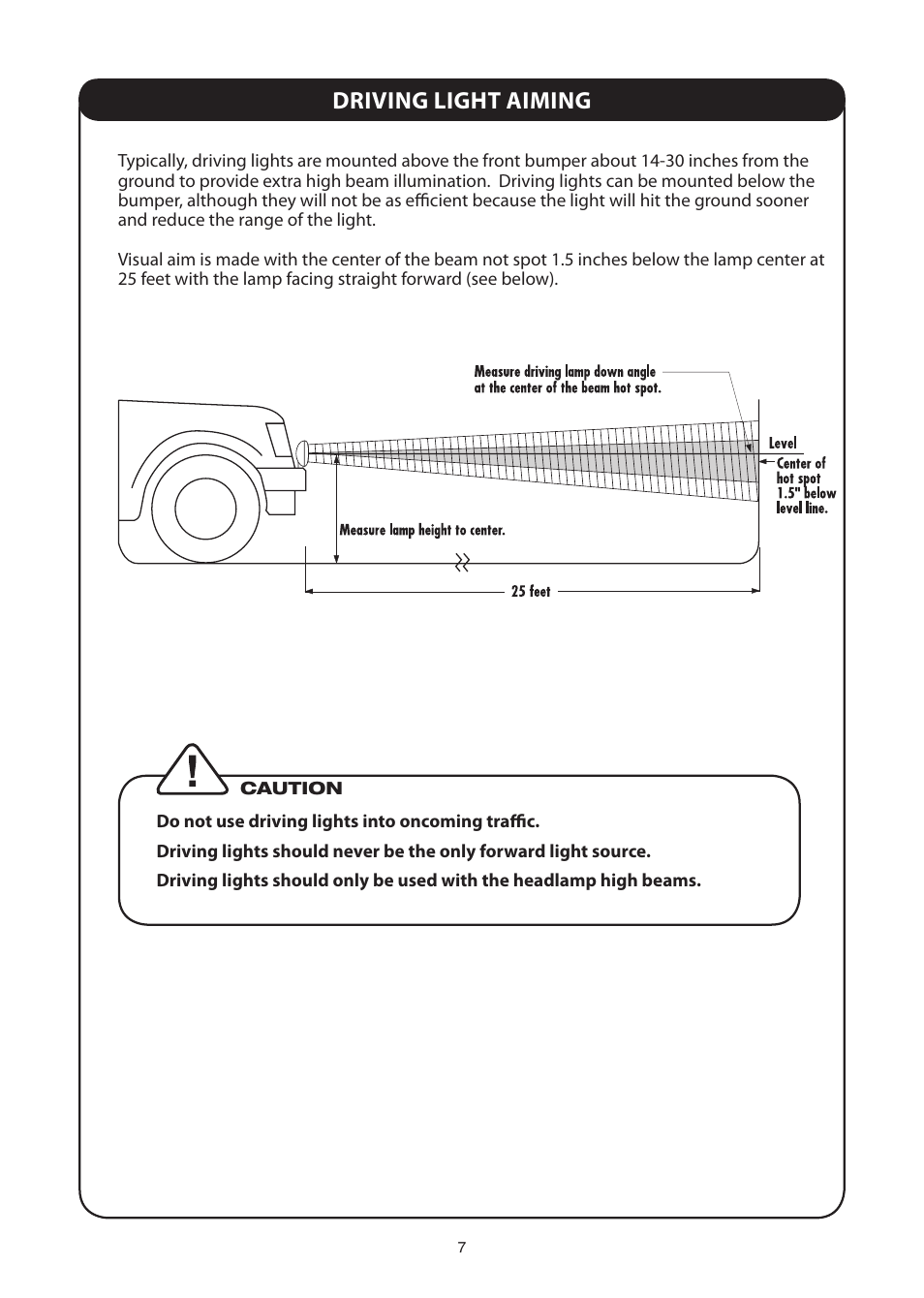 Driving light aiming | PIAA RS600 H.I.D. Shock Lamp User Manual | Page 7 / 12