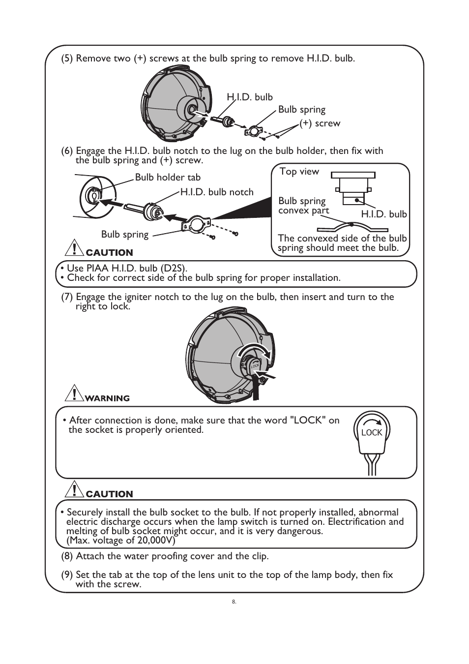 PIAA RS800 H.I.D. Shock Lamp User Manual | Page 9 / 11