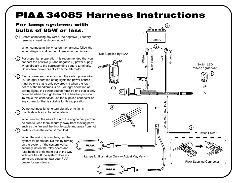 PIAA 34085 Harness User Manual | 1 page