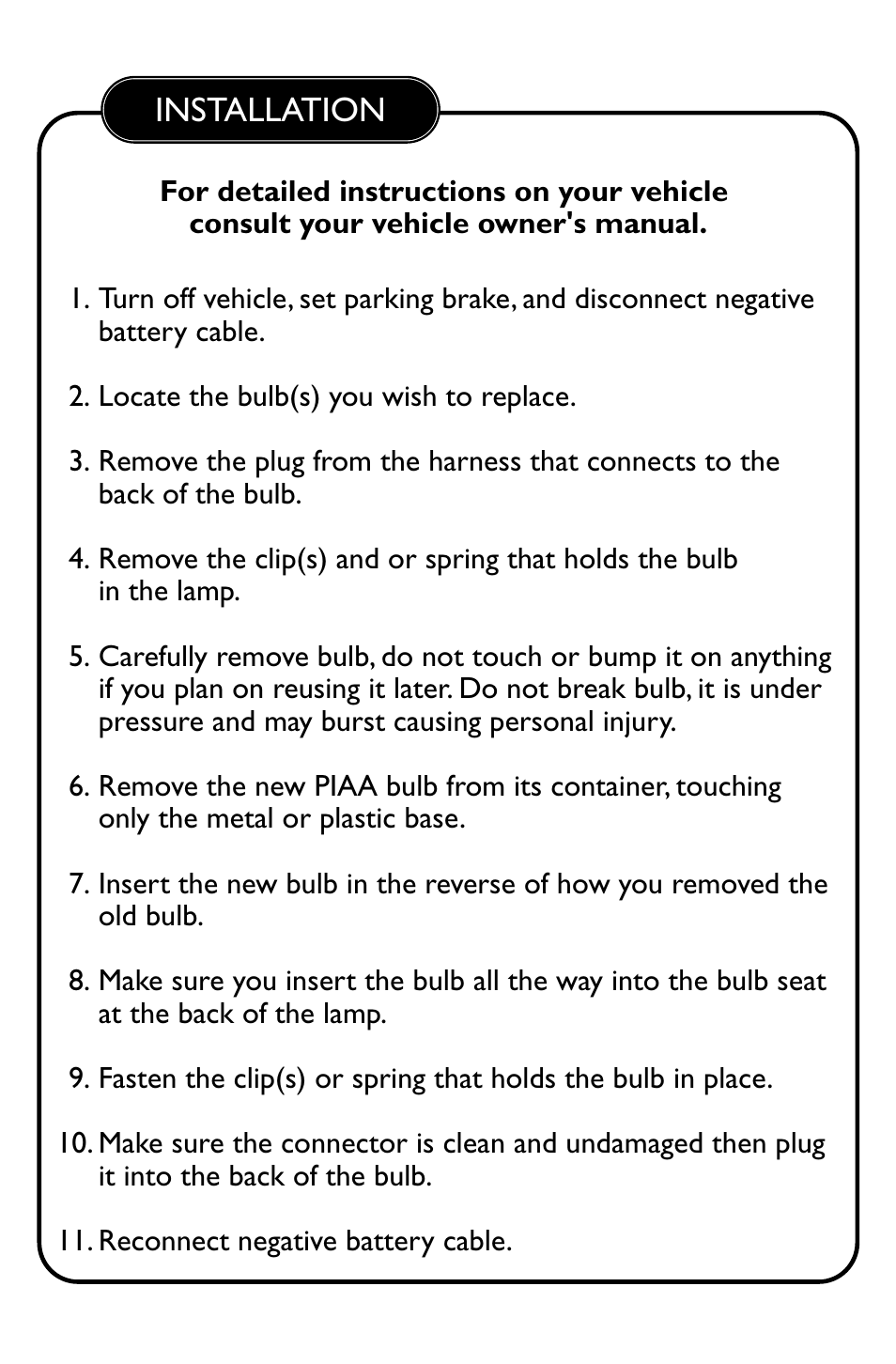 PIAA Bulb User Manual | Page 2 / 4