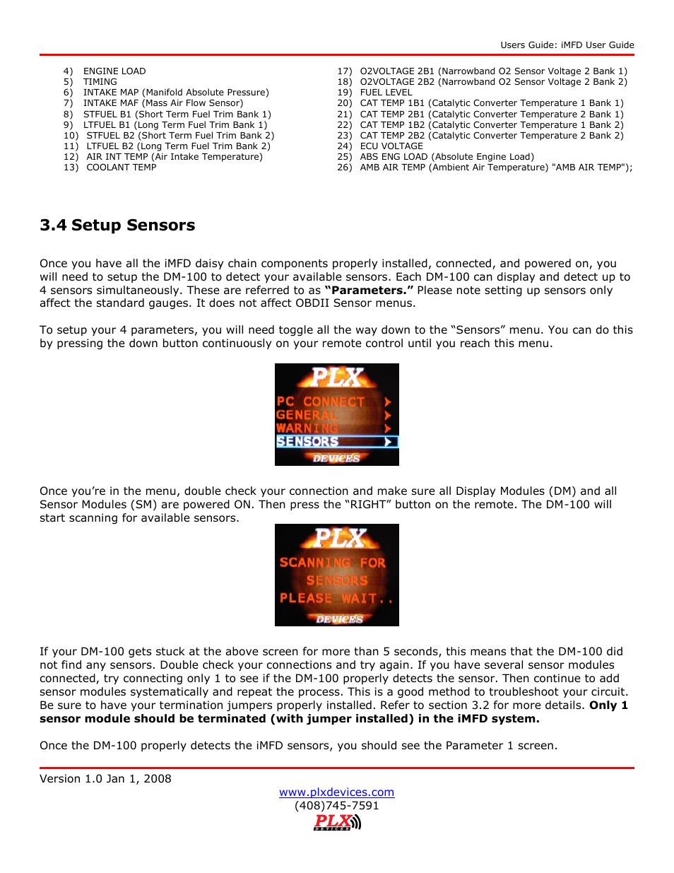 4 setup sensors | PLX Devices DM-100 OBDII User Manual | Page 13 / 24