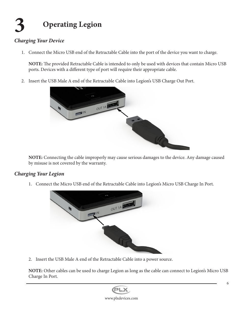 Operating legion | PLX Devices Legion Gen1 11,000 mAh User Manual | Page 6 / 14
