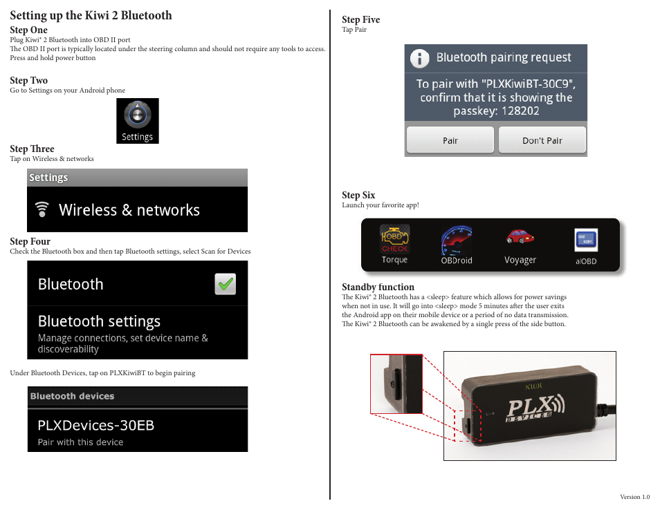 PLX Devices Kiwi 2 Bluetooth User Manual | 2 pages