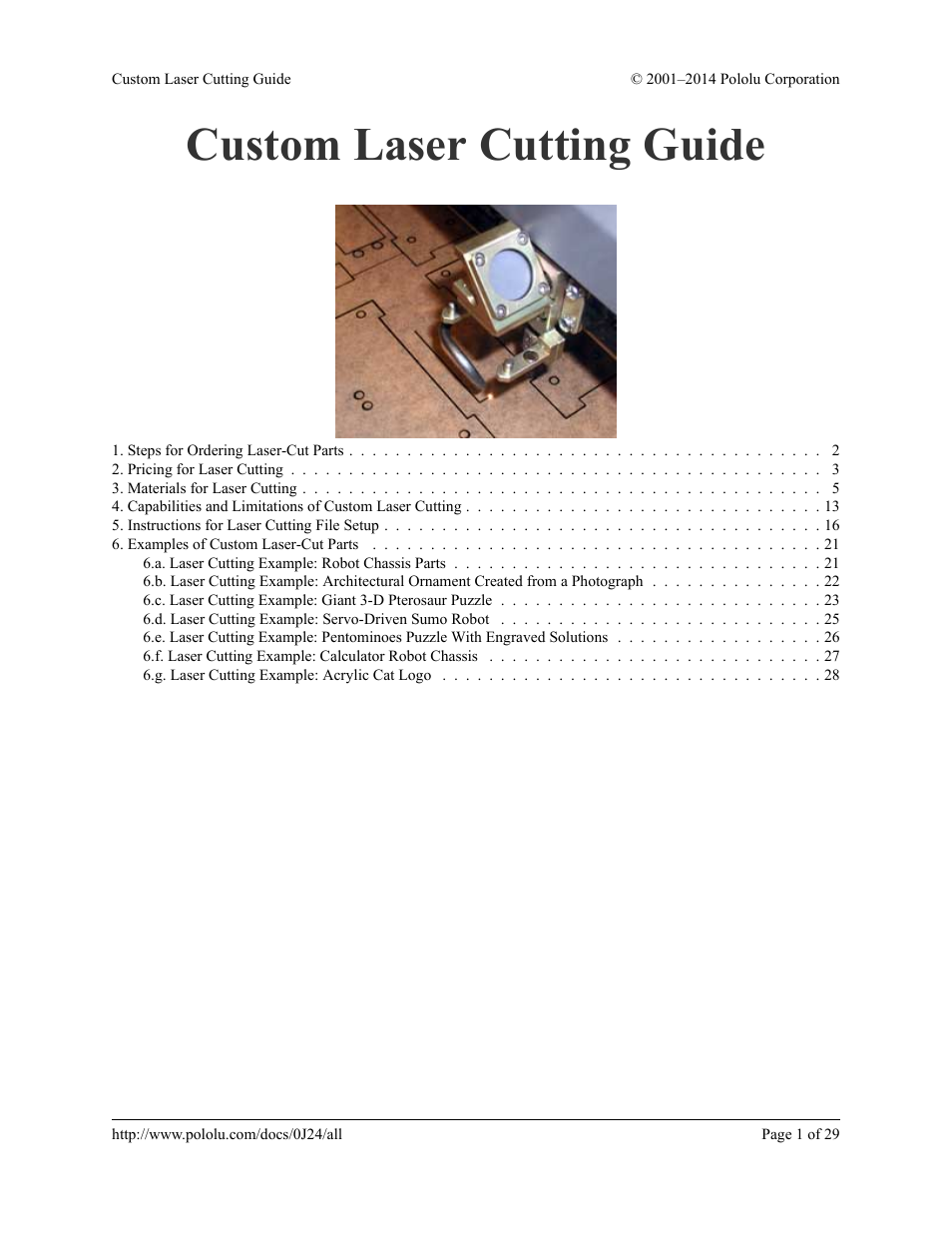 Pololu Custom Laser User Manual | 29 pages