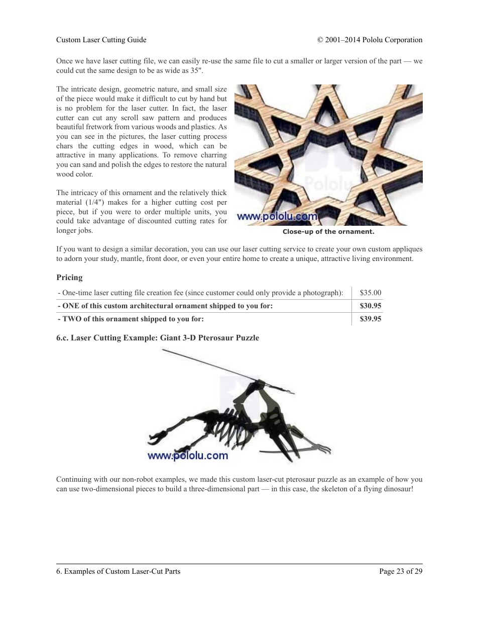 Pricing | Pololu Custom Laser User Manual | Page 23 / 29