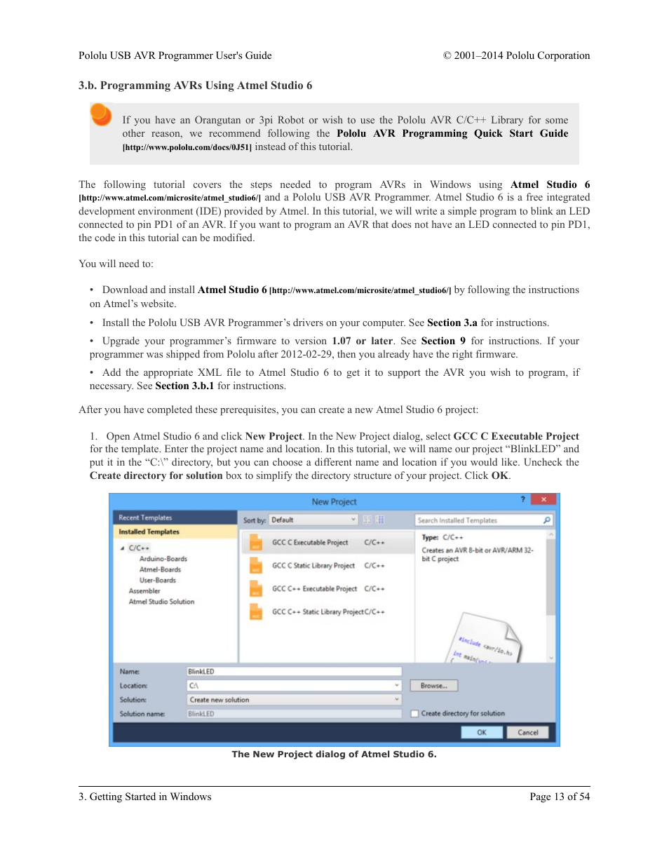 B. programming avrs using atmel studio 6 | Pololu USB AVR User Manual | Page 13 / 54