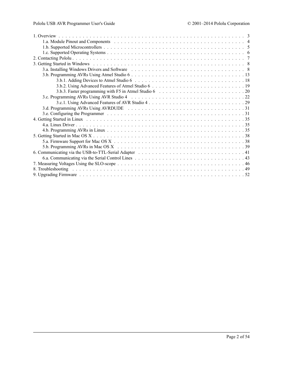 Pololu USB AVR User Manual | Page 2 / 54