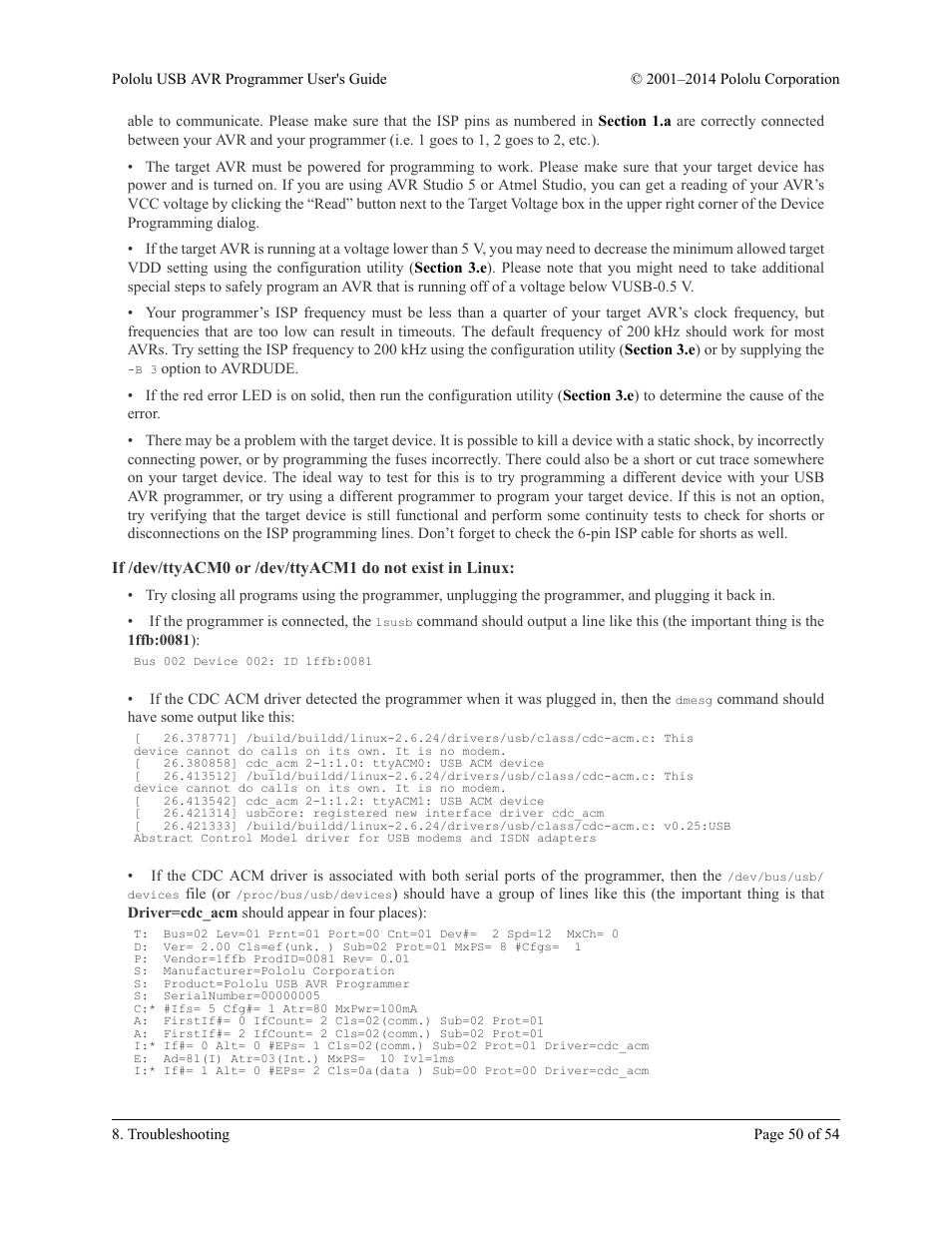 Pololu USB AVR User Manual | Page 50 / 54