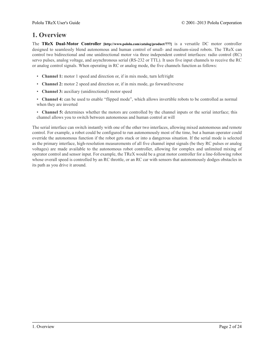 Overview | Pololu TReX User Manual | Page 2 / 24