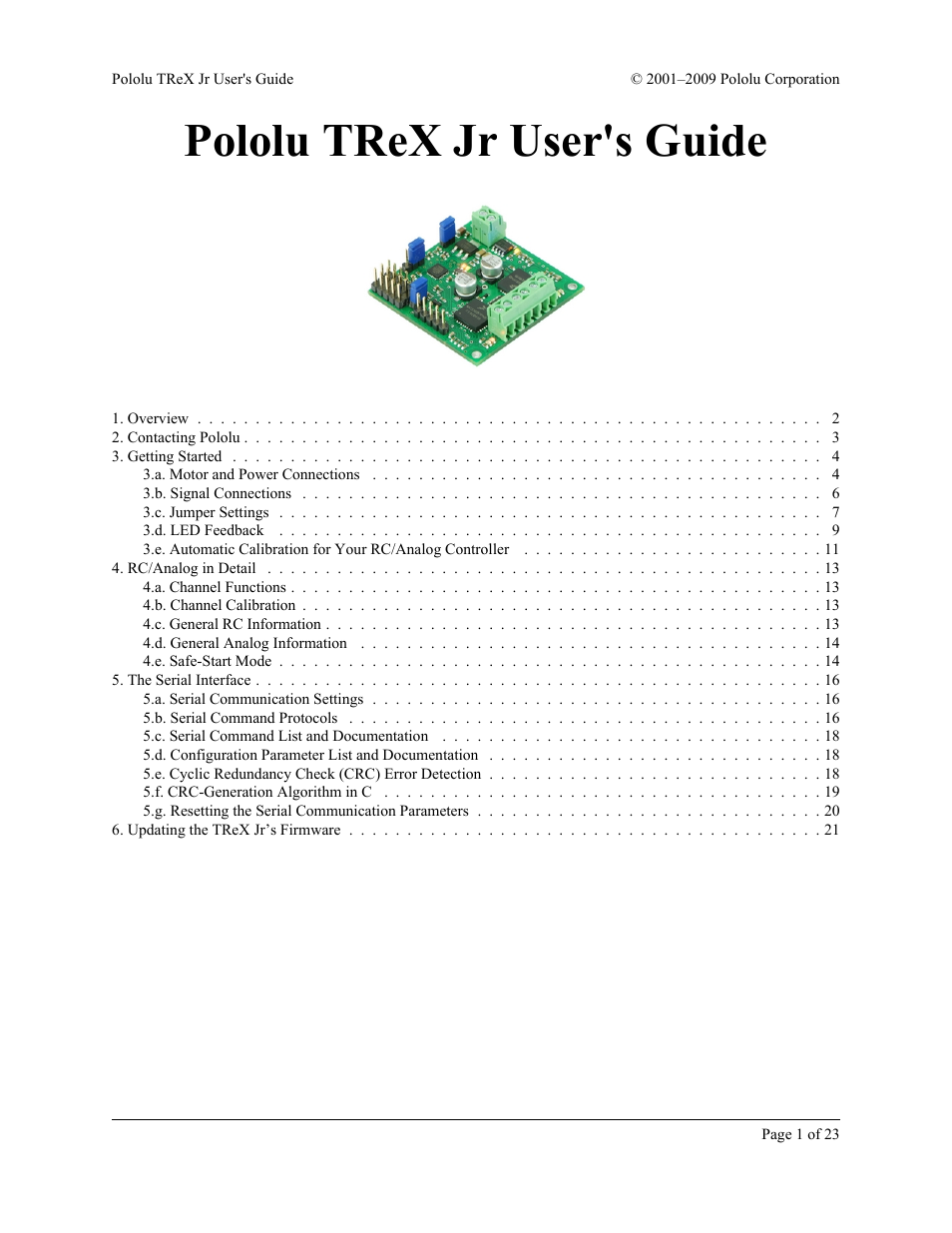 Pololu TReX Jr User Manual | 23 pages