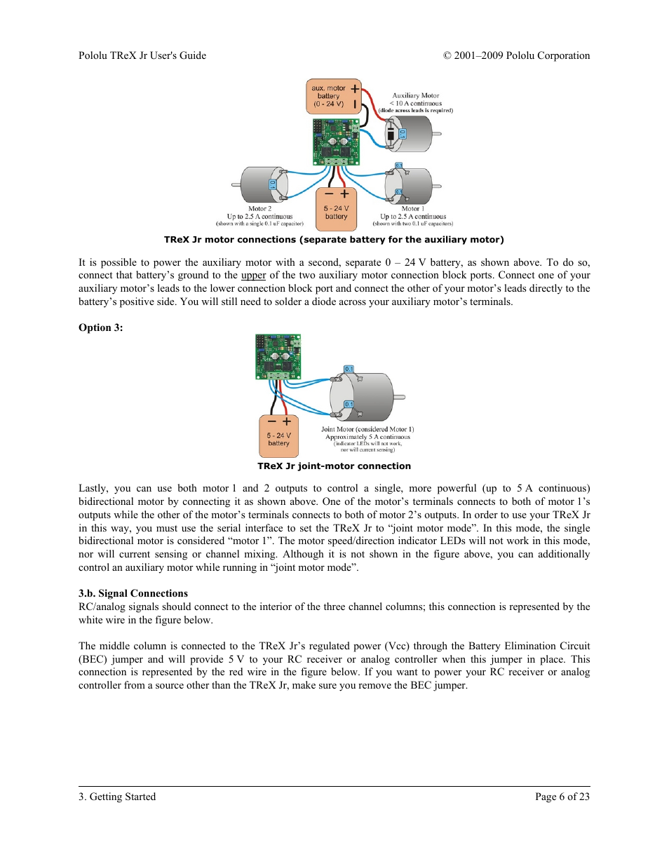 B. signal connections, Section 3.b ) | Pololu TReX Jr User Manual | Page 6 / 23
