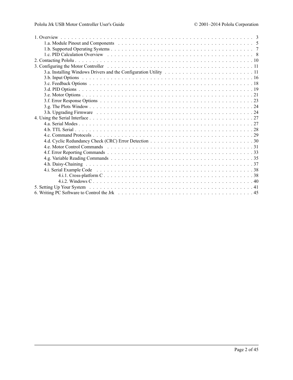 Pololu Jrk USB User Manual | Page 2 / 45