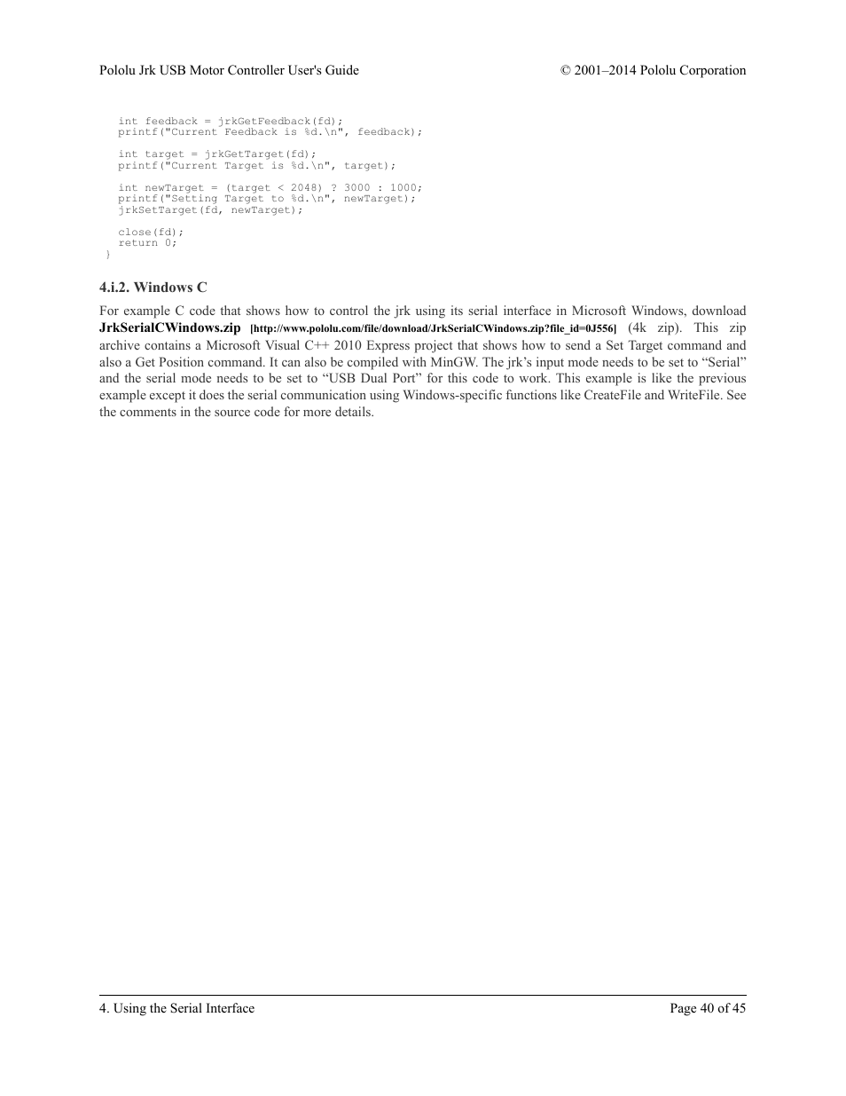 I.2. windows c | Pololu Jrk USB User Manual | Page 40 / 45