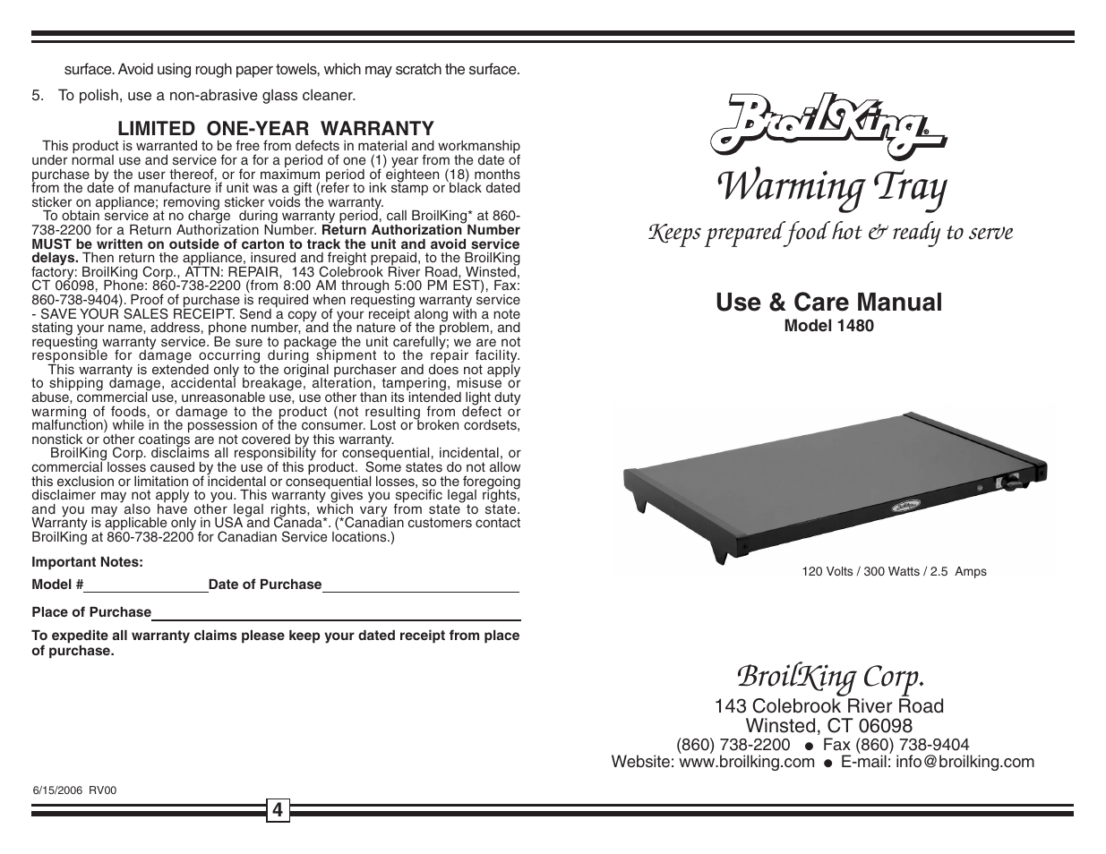 Broil King 1480 User Manual | 2 pages