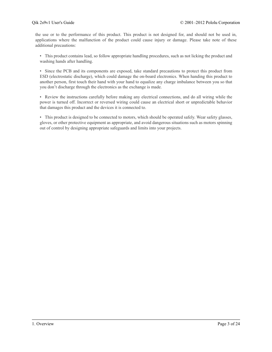 Pololu Qik 2s9v1 User Manual | Page 3 / 24