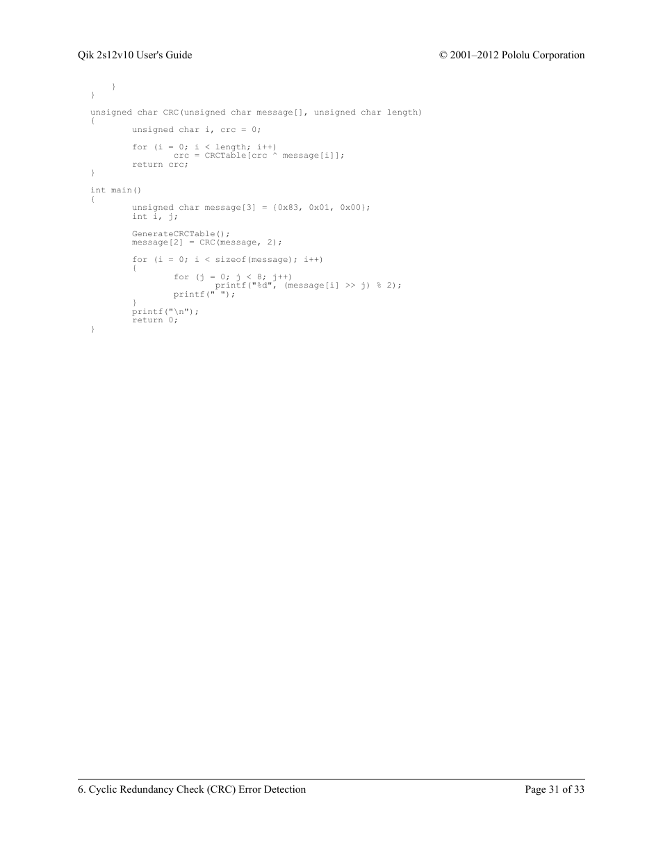 Pololu Qik 2s12v10 User Manual | Page 31 / 33