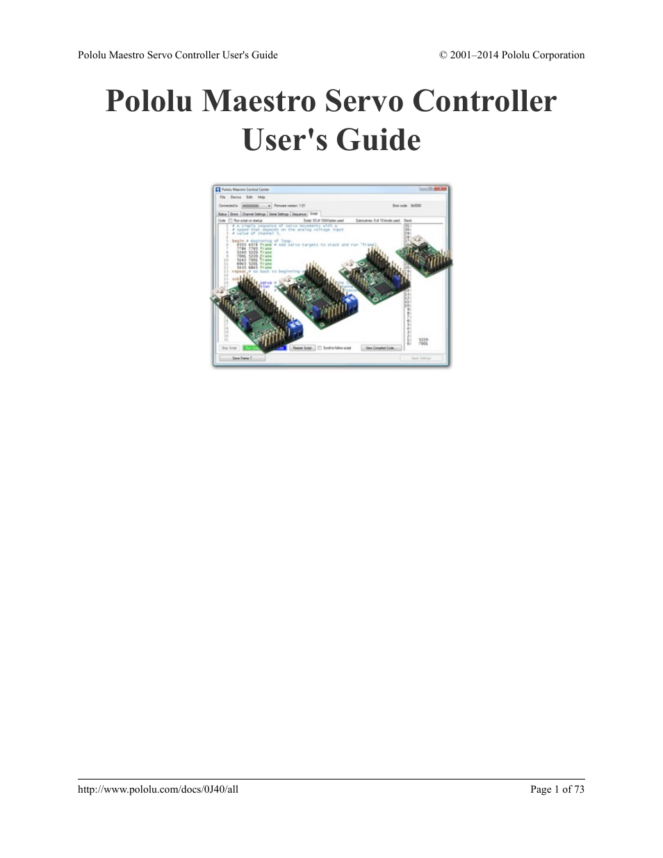 Pololu Maestro User Manual | 73 pages