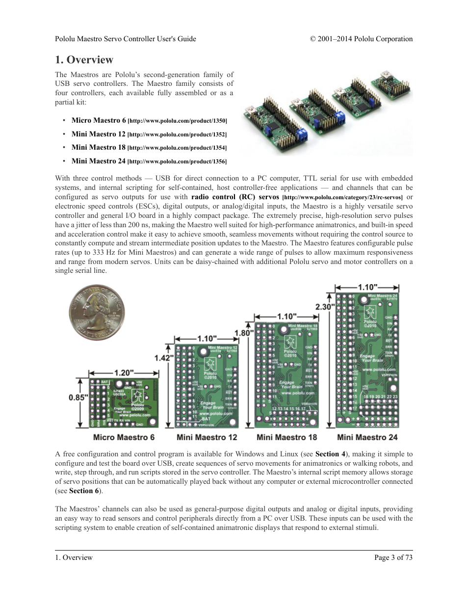 Overview | Pololu Maestro User Manual | Page 3 / 73