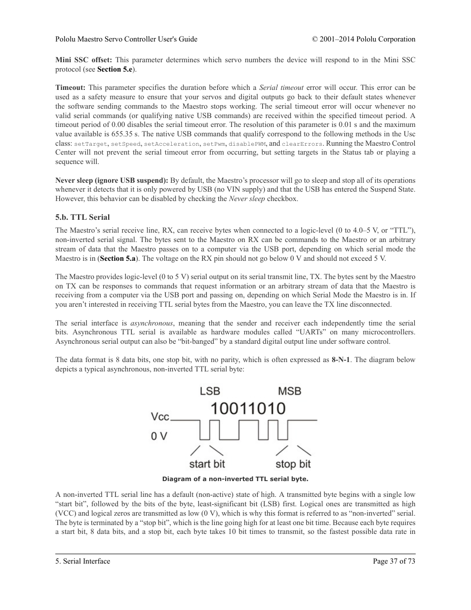 B. ttl serial | Pololu Maestro User Manual | Page 37 / 73