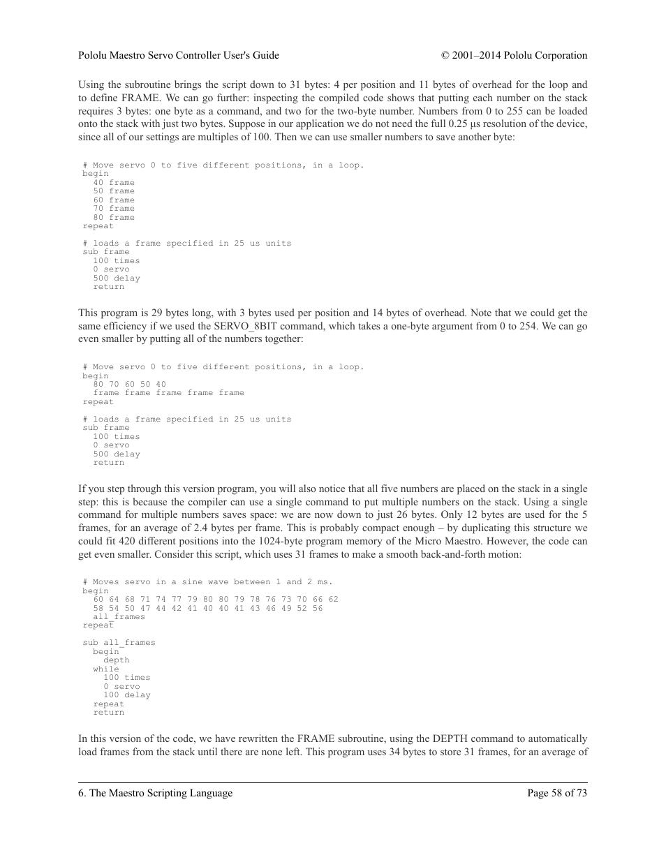 Pololu Maestro User Manual | Page 58 / 73