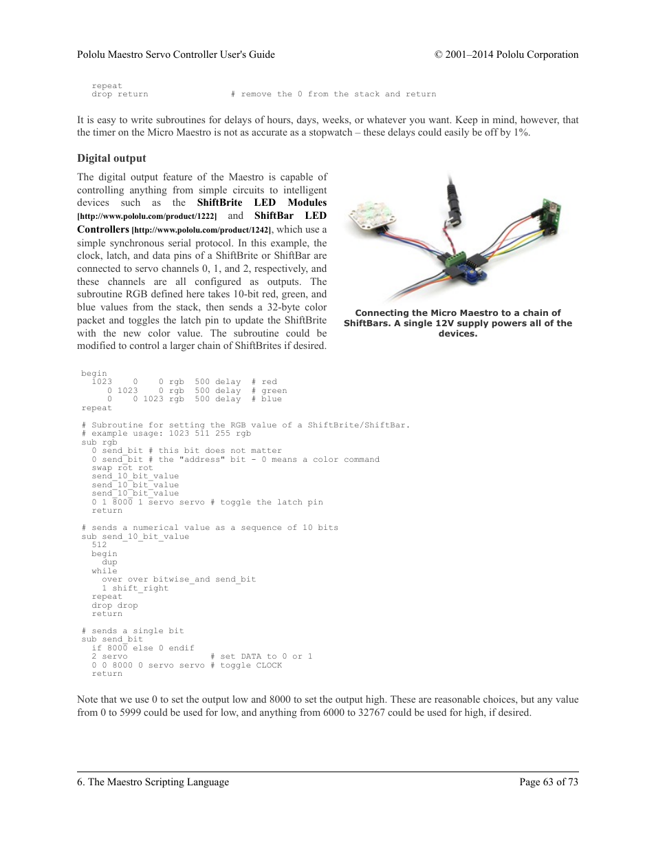 Digital output | Pololu Maestro User Manual | Page 63 / 73