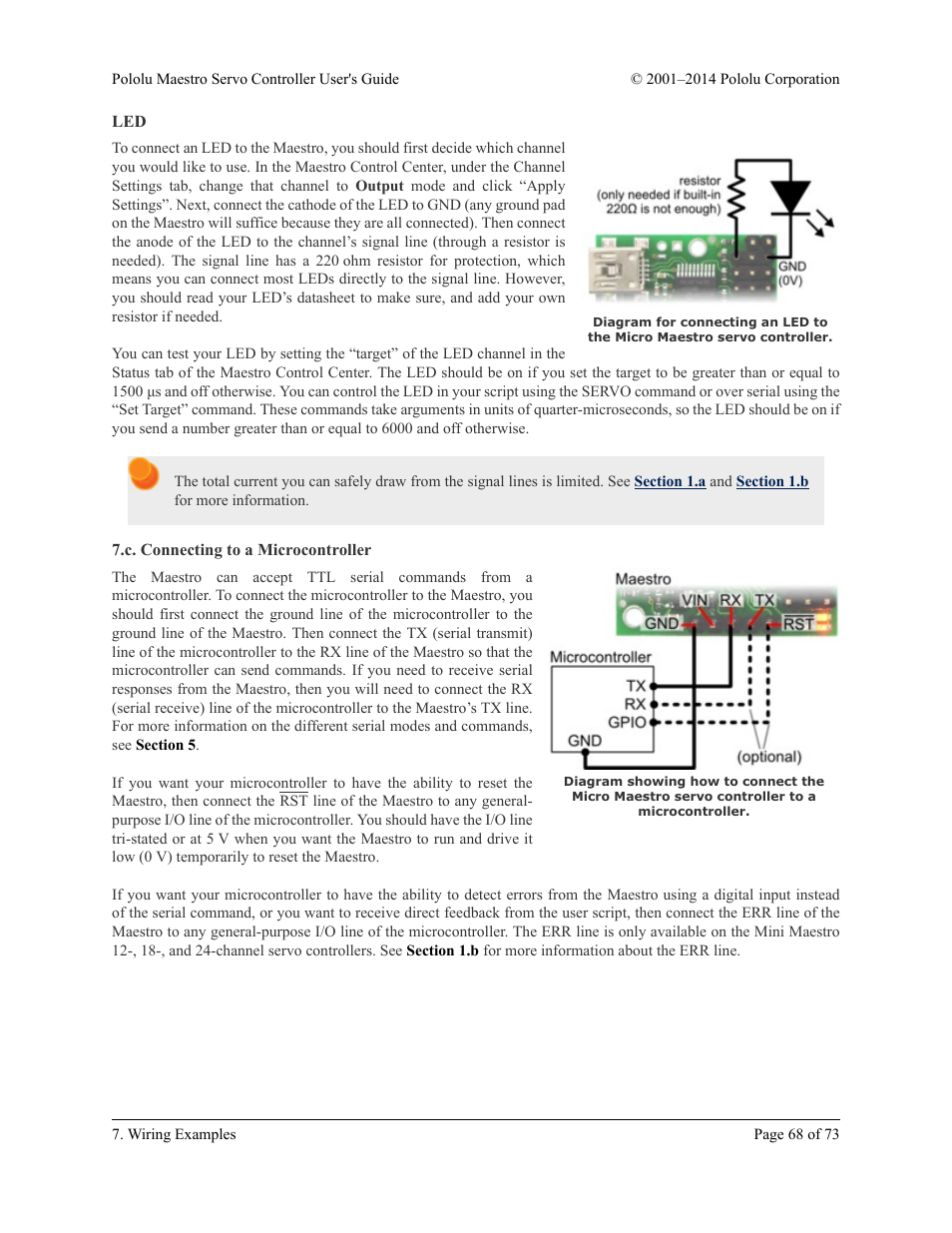 C. connecting to a microcontroller | Pololu Maestro User Manual | Page 68 / 73