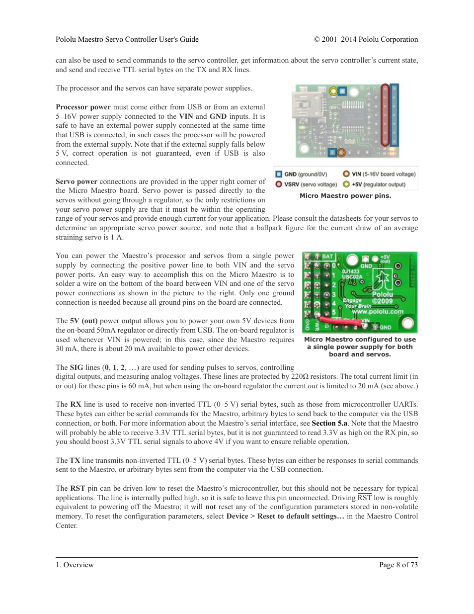 Pololu Maestro User Manual | Page 8 / 73
