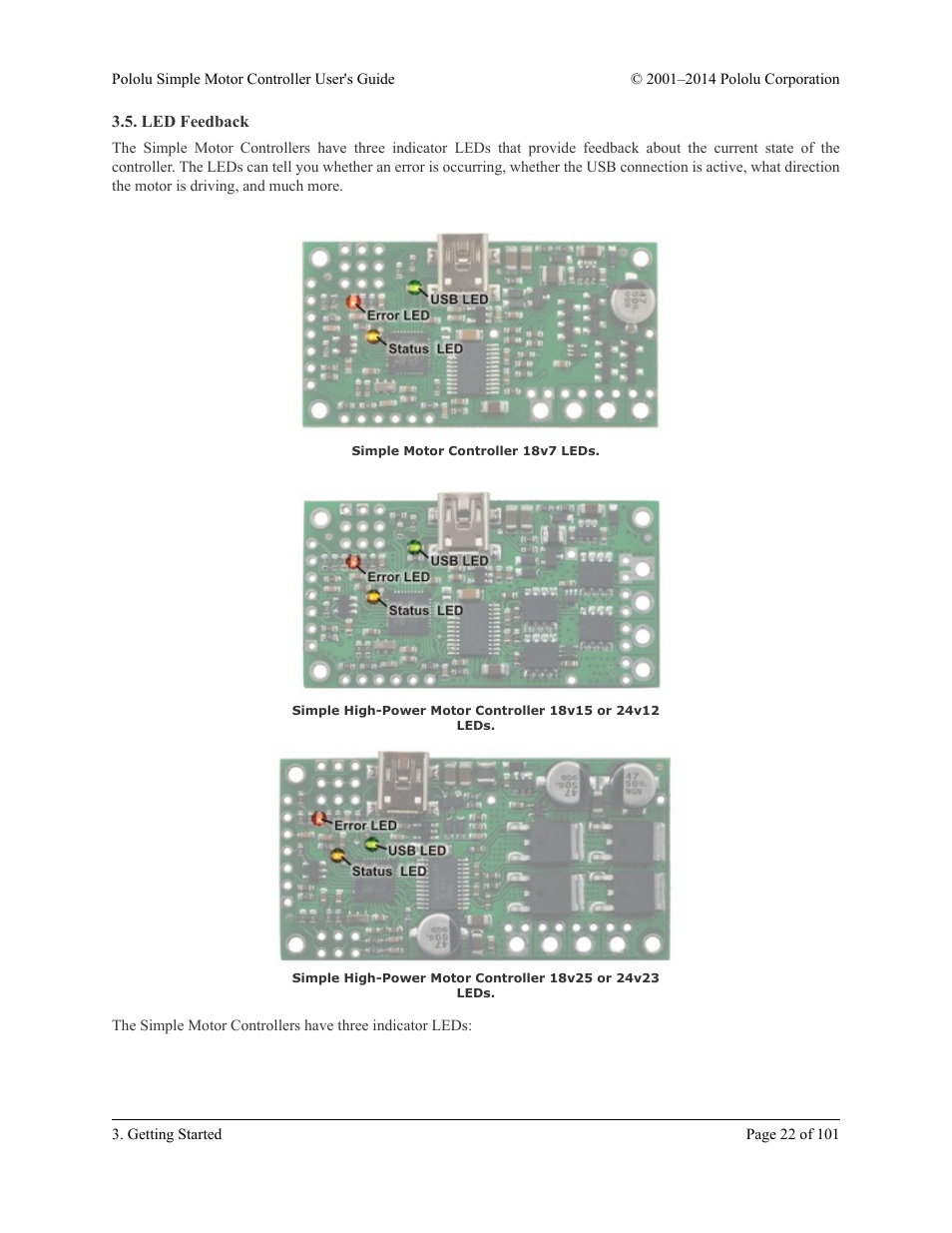 Led feedback | Pololu Simple User Manual | Page 22 / 101