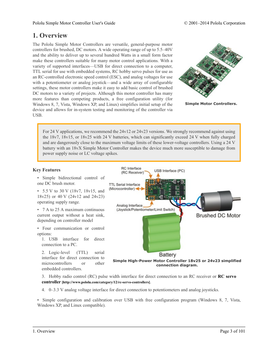 Overview, Key features | Pololu Simple User Manual | Page 3 / 101