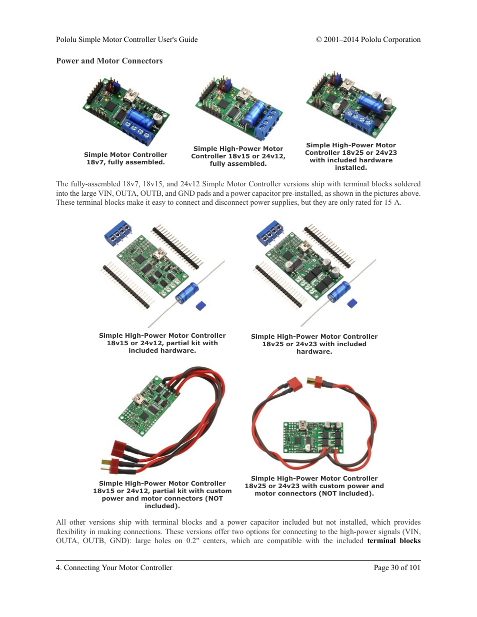 Power and motor connectors | Pololu Simple User Manual | Page 30 / 101