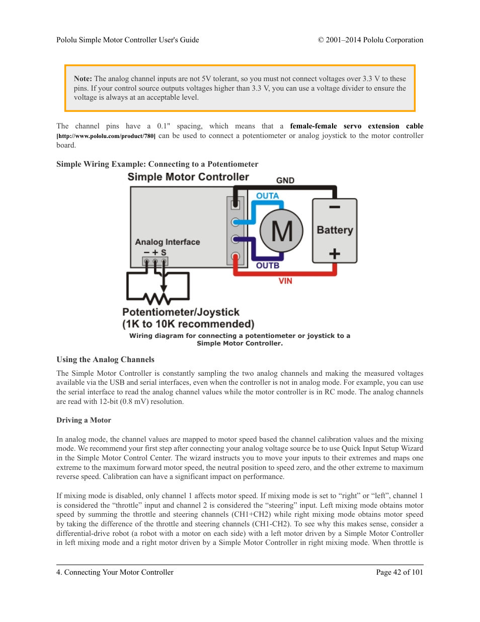 Using the analog channels | Pololu Simple User Manual | Page 42 / 101