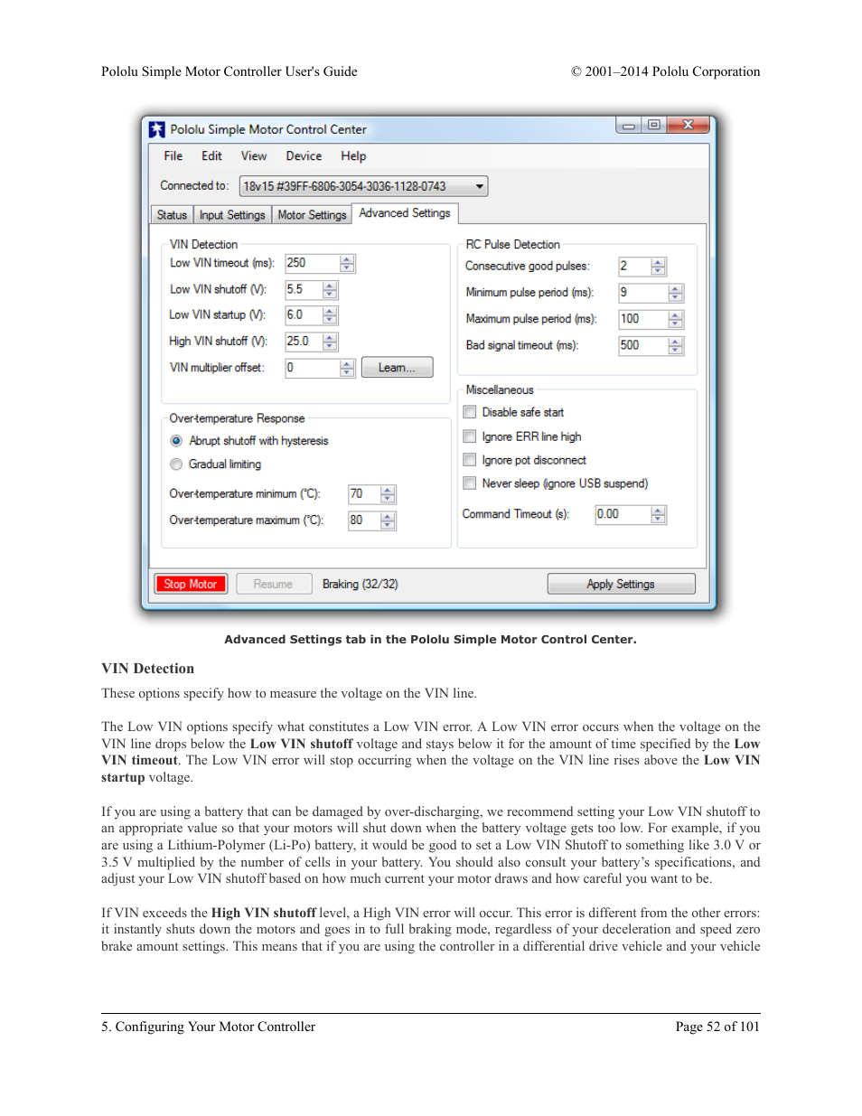 Vin detection | Pololu Simple User Manual | Page 52 / 101