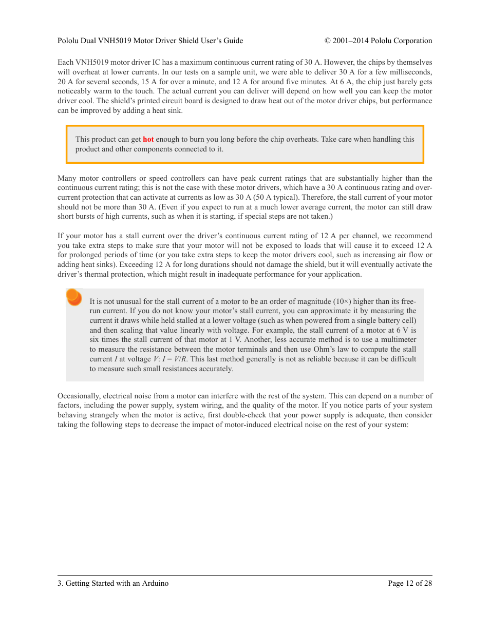 Pololu Dual VNH5019 User Manual | Page 12 / 28