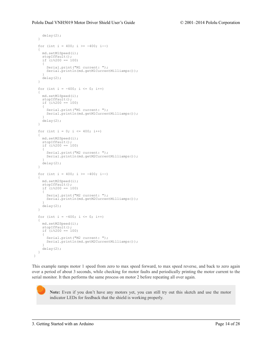 Pololu Dual VNH5019 User Manual | Page 14 / 28