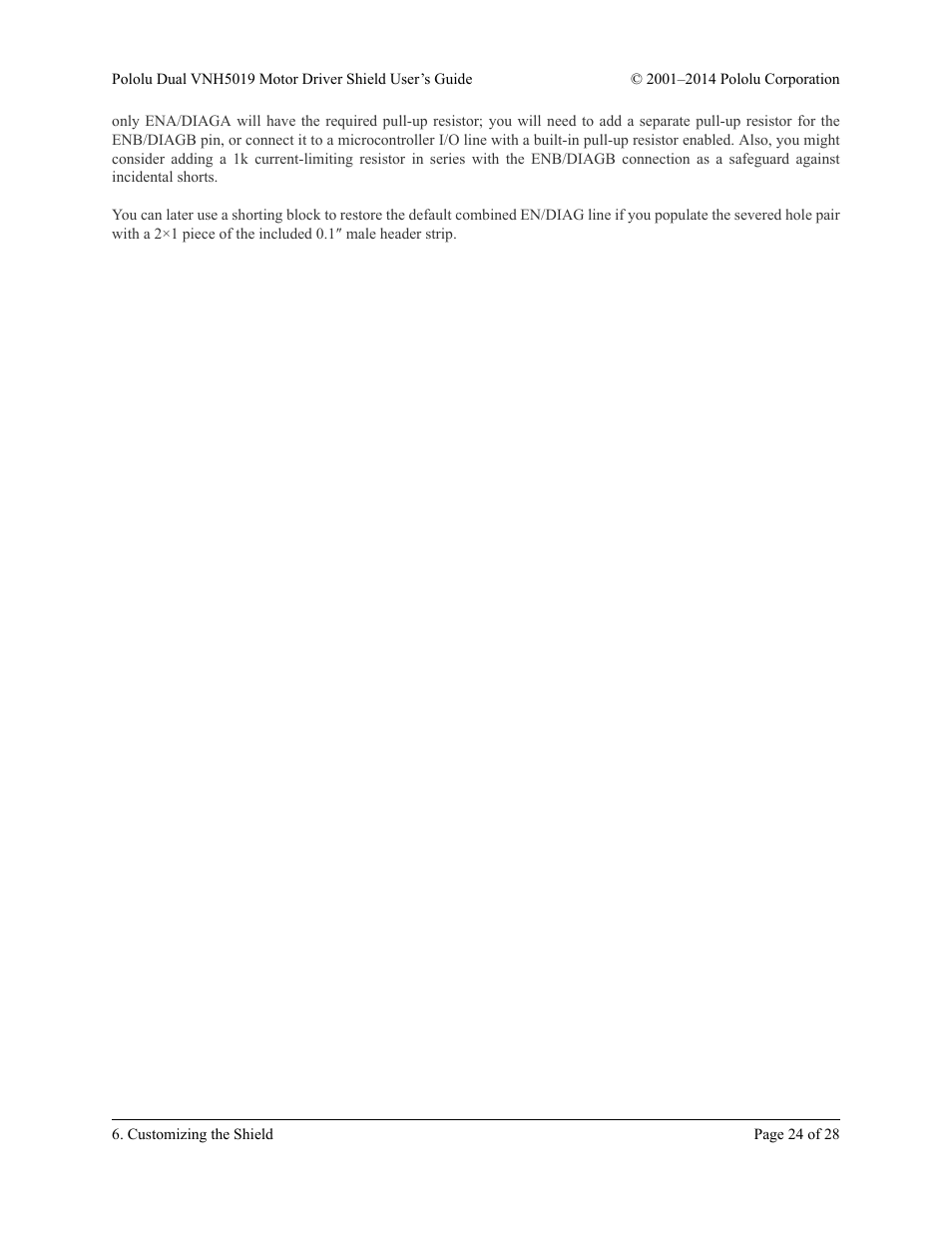 Pololu Dual VNH5019 User Manual | Page 24 / 28
