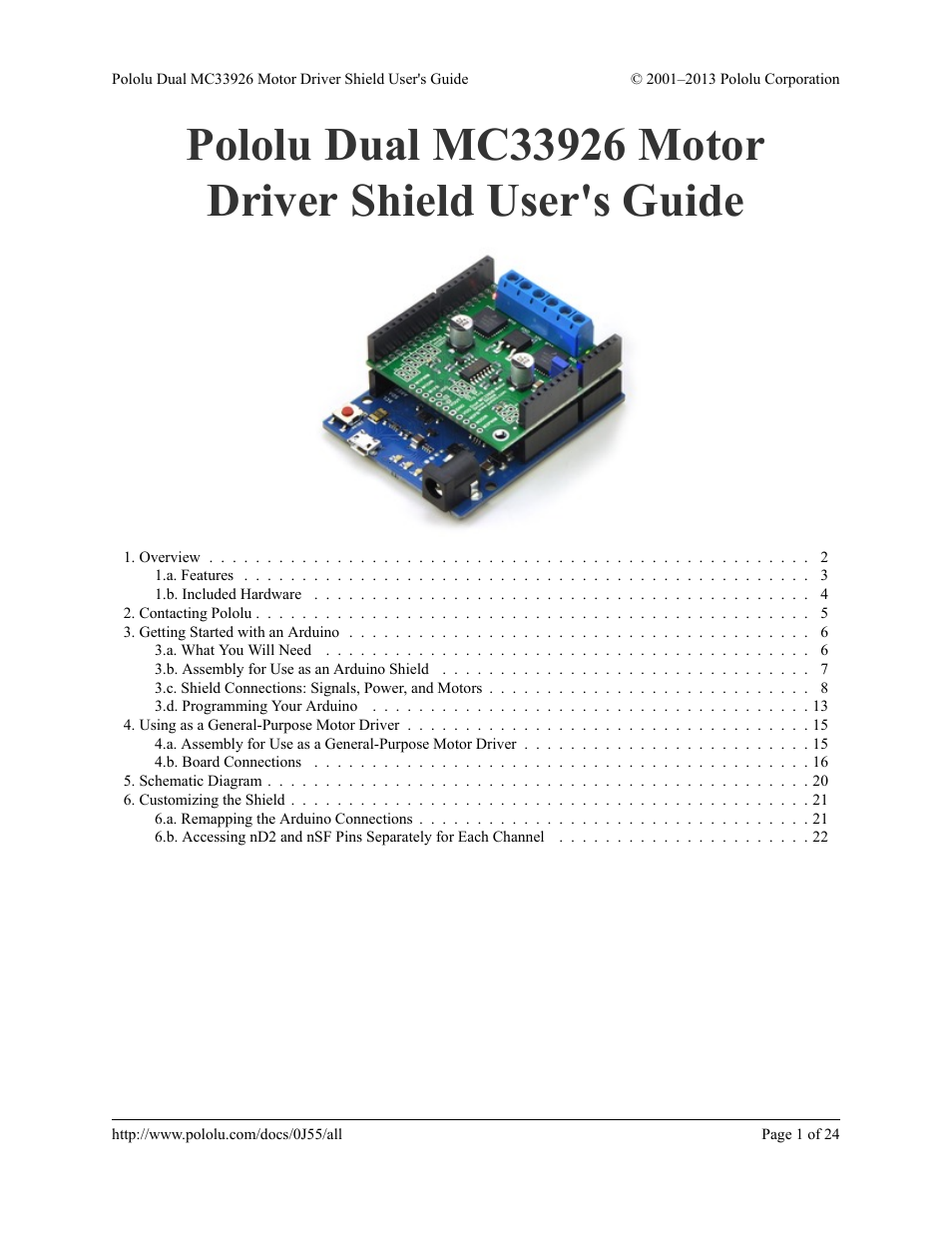 Pololu Dual MC33926 User Manual | 24 pages