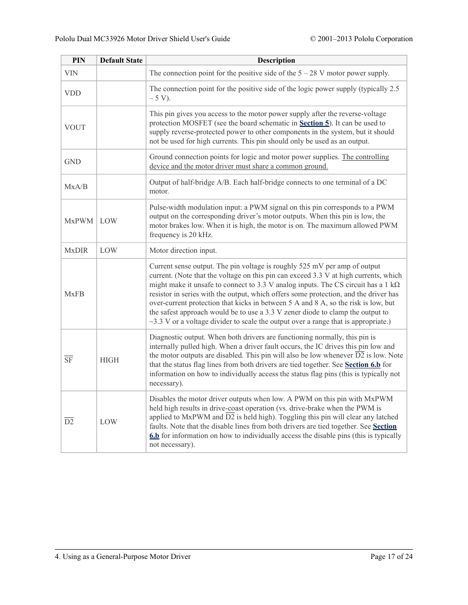 Pololu Dual MC33926 User Manual | Page 17 / 24