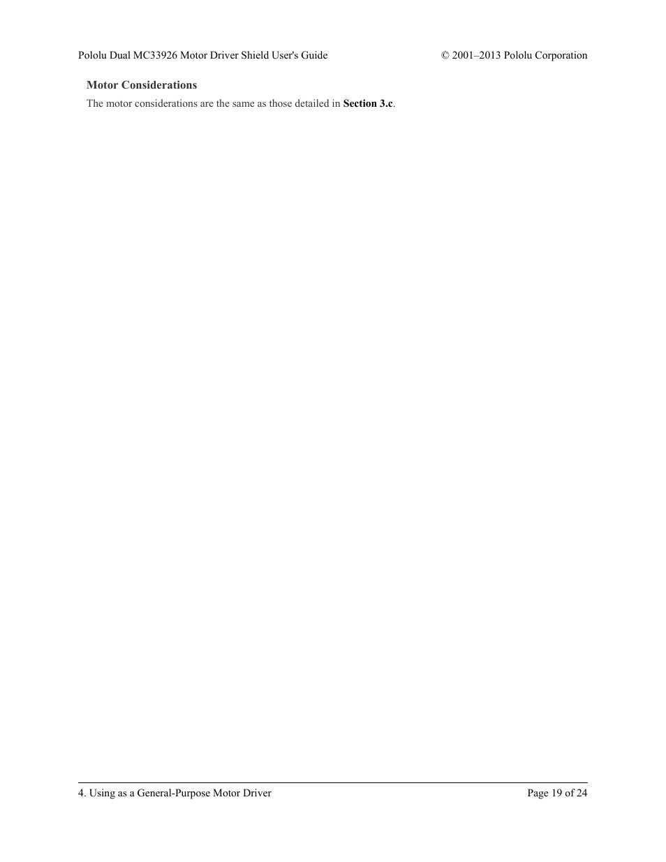Motor considerations | Pololu Dual MC33926 User Manual | Page 19 / 24