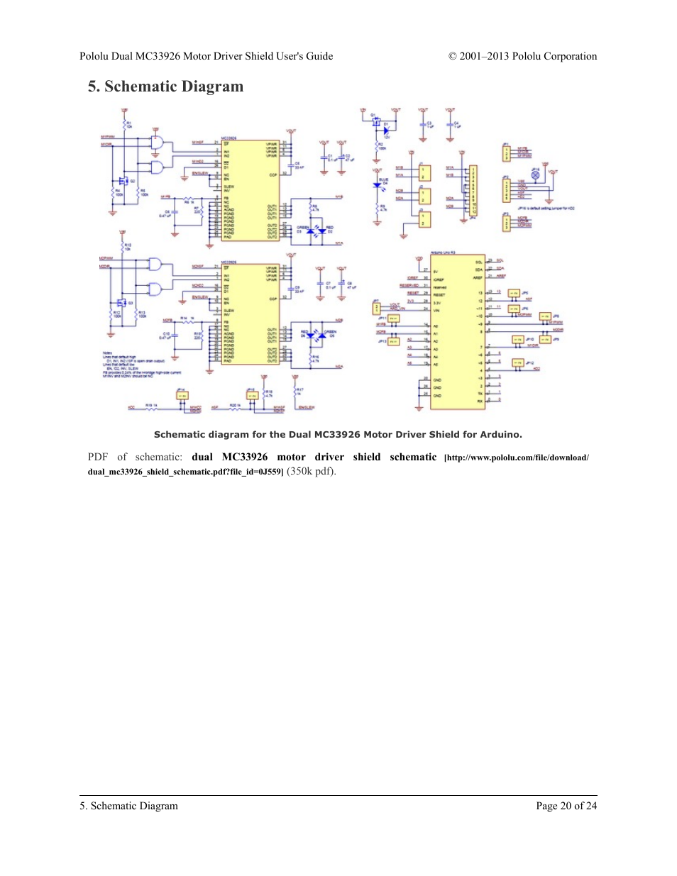 Schematic diagram, Section 5, It can be used to | Pololu Dual MC33926 User Manual | Page 20 / 24