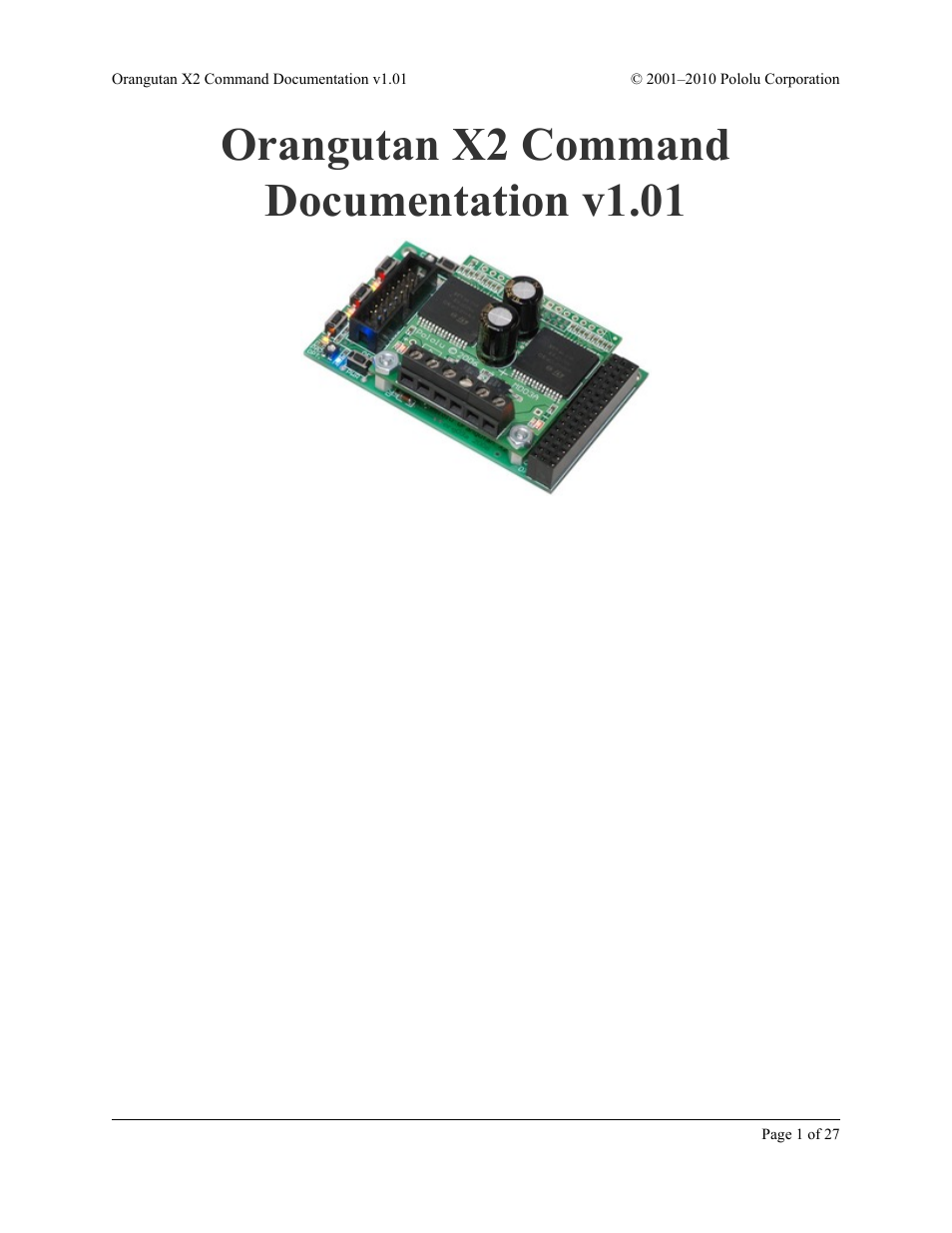 Pololu Orangutan X2 User Manual | 27 pages