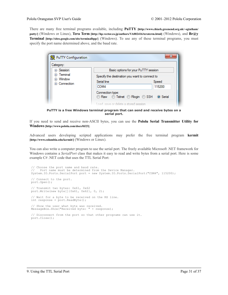 Pololu Orangutan SVP User Manual | Page 31 / 37