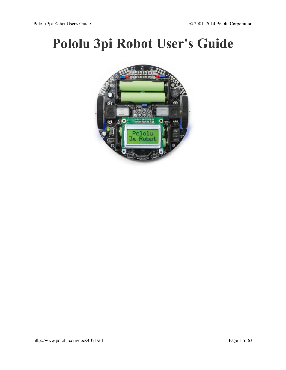 Pololu 3pi Robot User Manual | 63 pages