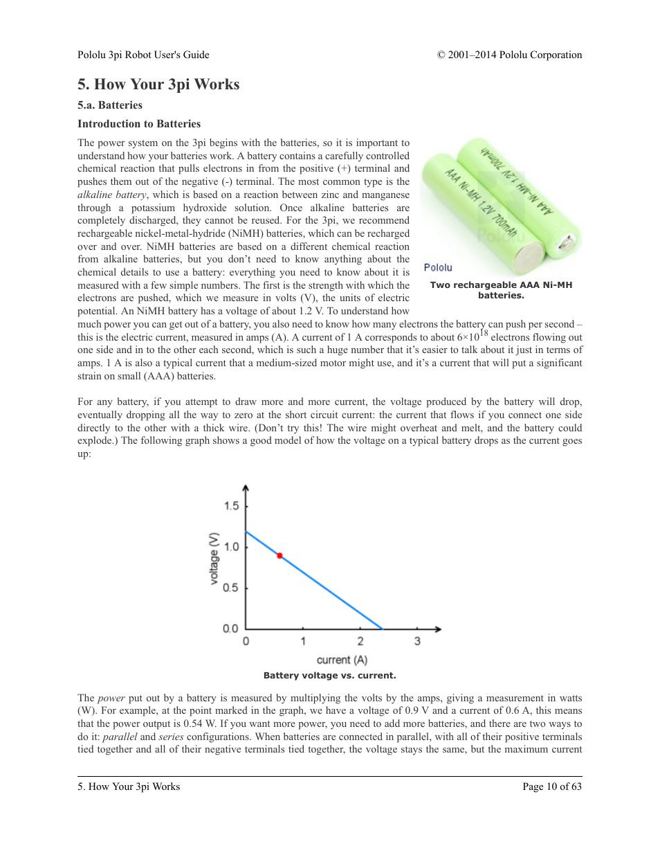 How your 3pi works, A. batteries, Introduction to batteries | Pololu 3pi Robot User Manual | Page 10 / 63