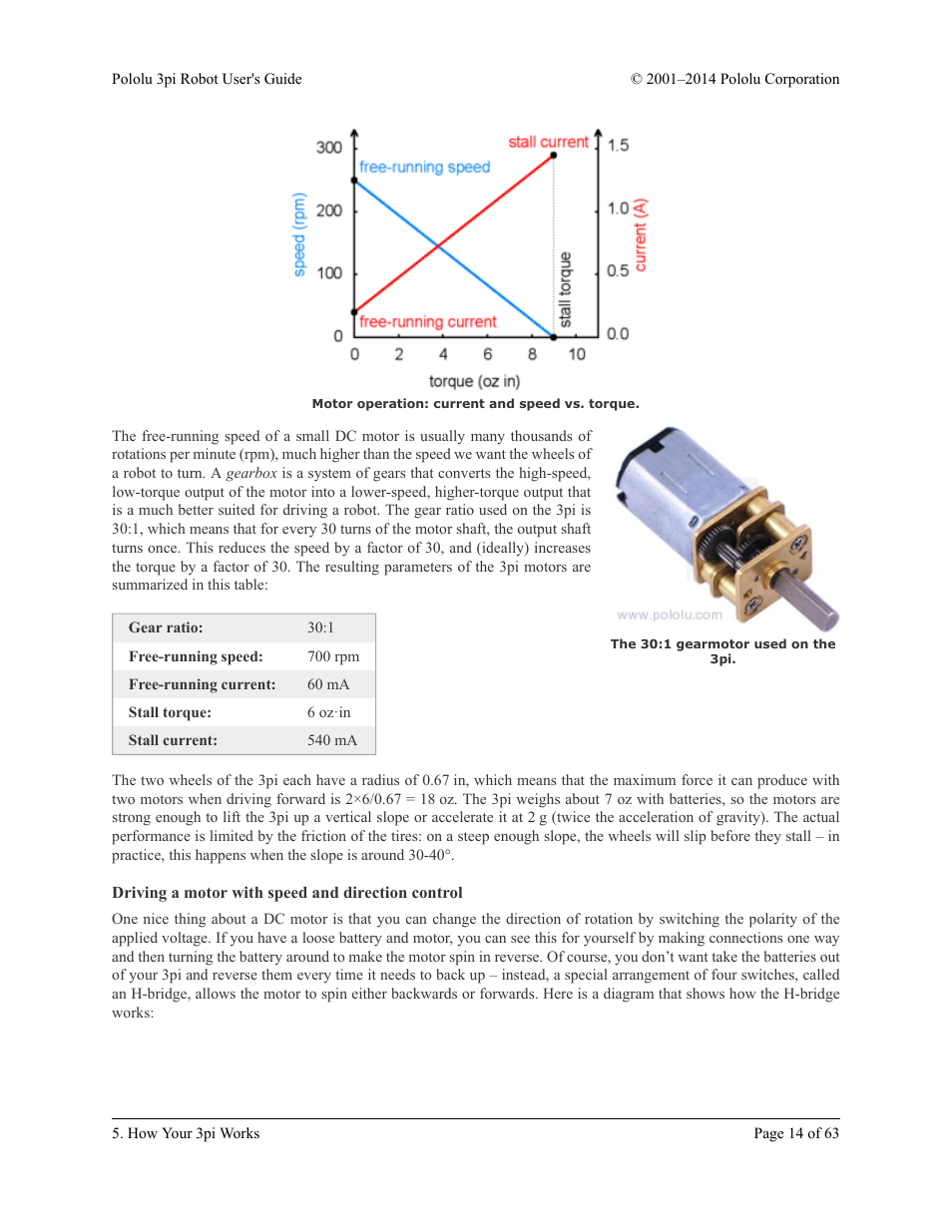 Driving a motor with speed and direction control | Pololu 3pi Robot User Manual | Page 14 / 63